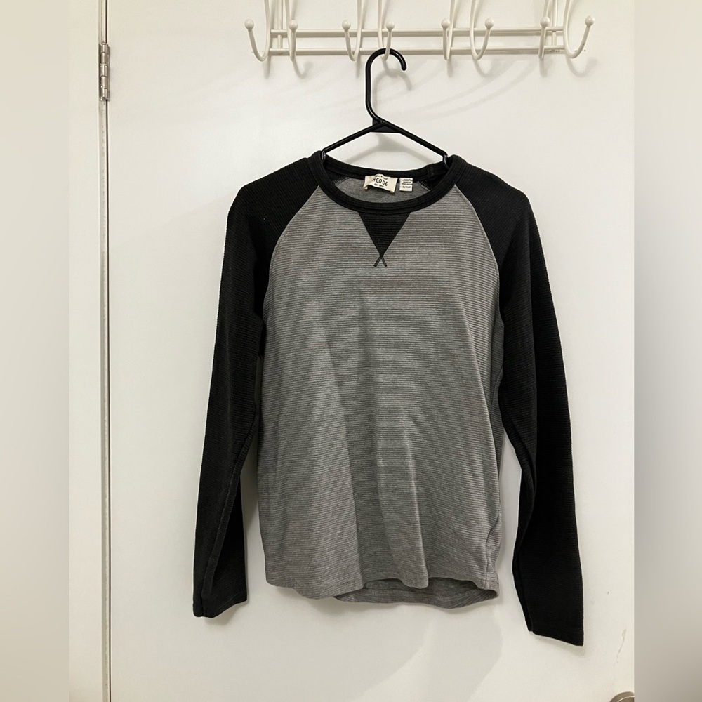 Men’s Grey Ribbed Long Sleeve Shirt Size S